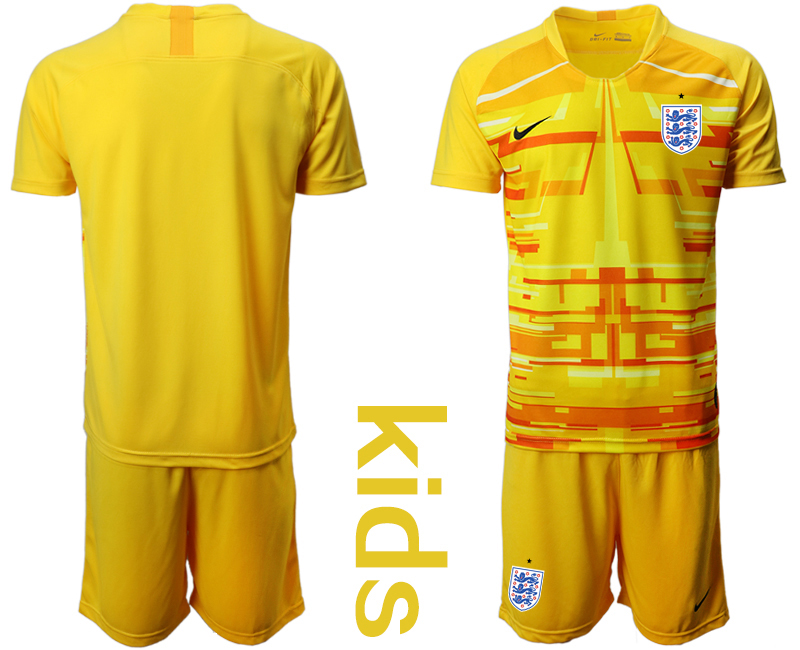 Youth 2020-21 England yellow goalkeeper soccer jerseys.
