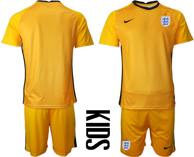 Youth 2020-21 England yellow goalkeeper soccer jerseys