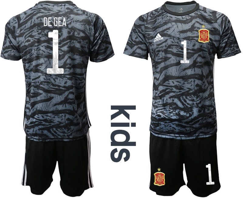 Youth 2020-21 Espana black goalkeeper 1# DE GEA soccer jerseys