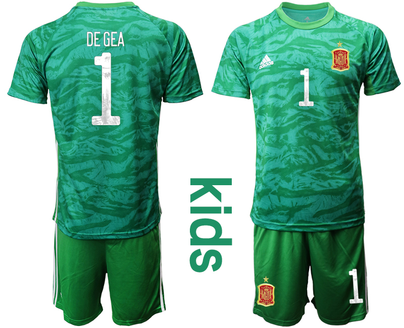 Youth 2020-21 Espana green goalkeeper 1# DE GEA soccer jerseys