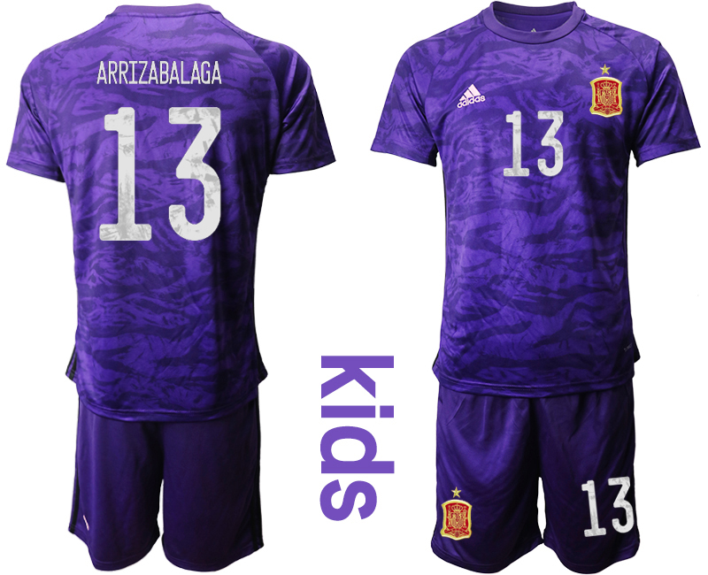 Youth 2020-21 Espana purple goalkeeper 13# ARRIZABALAGA soccer jerseys