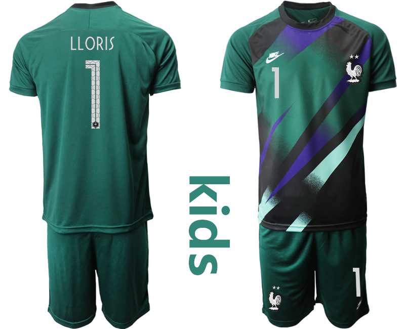 Youth 2020-21 France ark green goalkeeper 1# LLORIS soccer jerseys
