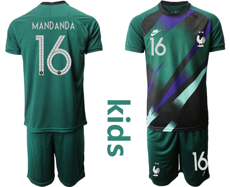 Youth 2020-21 France ark green goalkeeper 16# MANDANDA soccer jerseys
