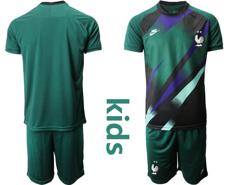 Youth 2020-21 France ark green goalkeeper soccer jerseys