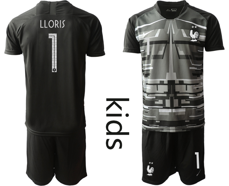 Youth 2020-21 France black goalkeeper 1# LLORIS soccer jerseys.