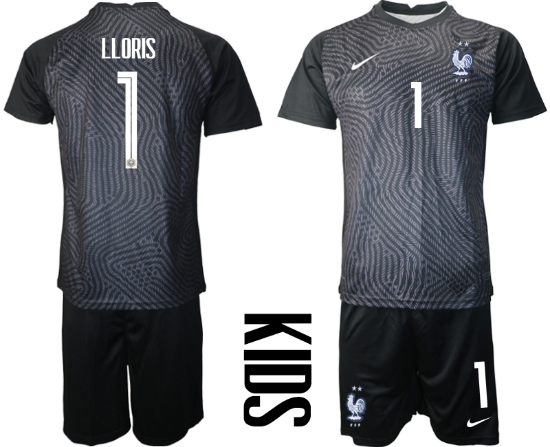 Youth 2020-21 France black goalkeeper 1# LLORIS soccer jerseys