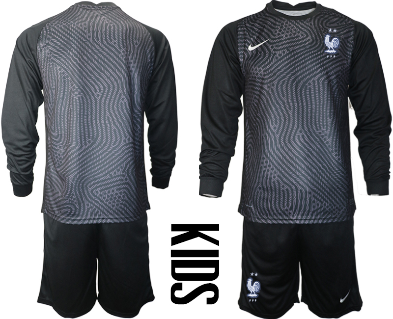 Youth 2020-21 France black goalkeeper long sleeve soccer jerseys
