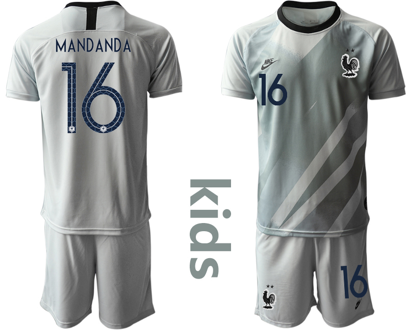 Youth 2020-21 France gray goalkeeper 16# MANDANDA soccer jerseys