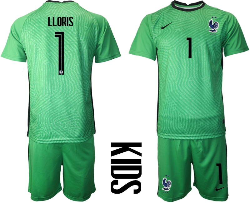 Youth 2020-21 France green goalkeeper 1# LLORIS soccer jerseys