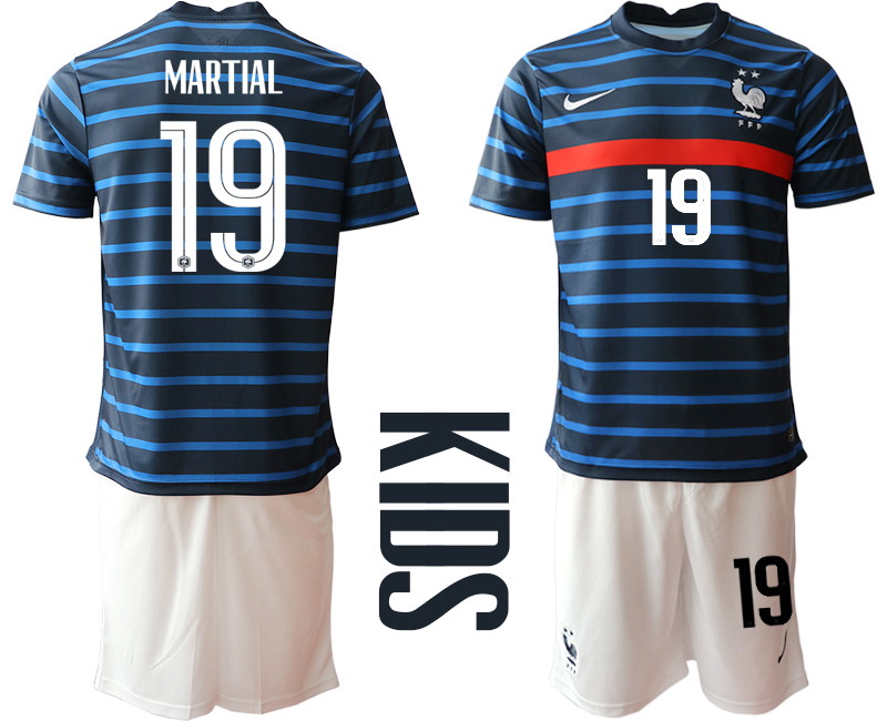 Youth 2020-21 France home 19# MARTIAL soccer jerseys
