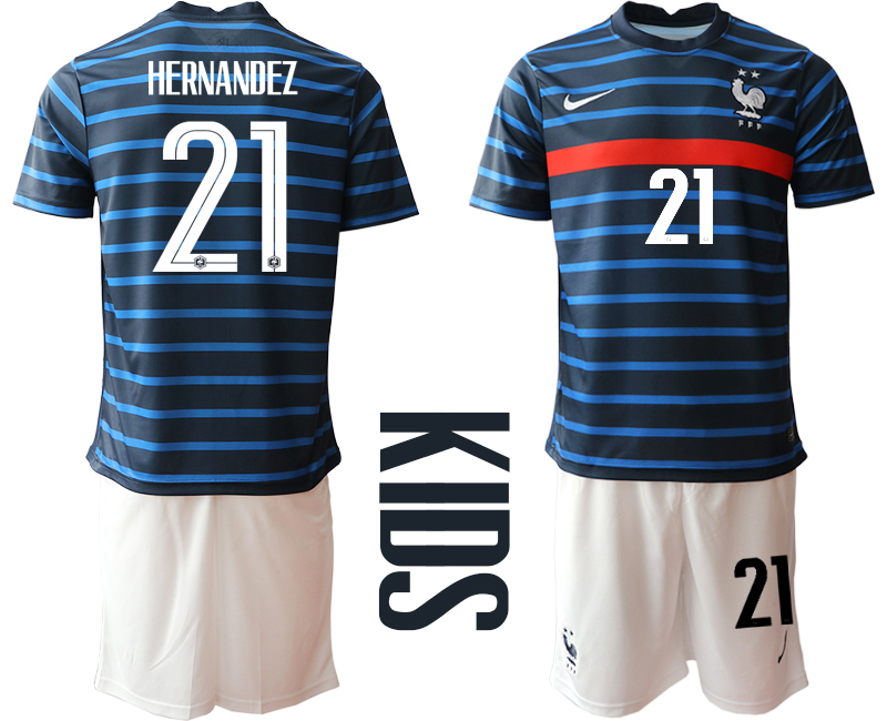 Youth 2020-21 France home 21# HERNANDEZ soccer jerseys