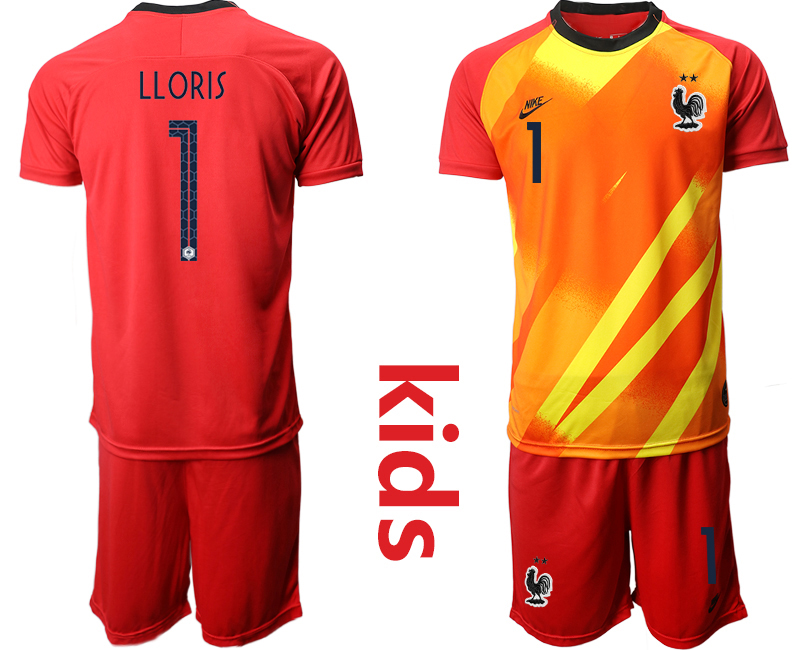 Youth 2020-21 France red goalkeeper 1# LLORIS soccer jerseys.