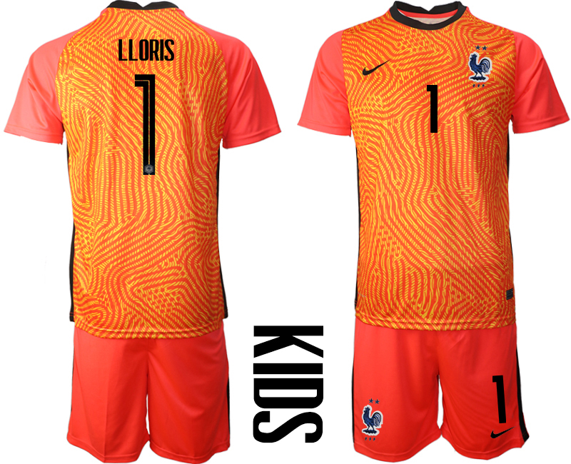 Youth 2020-21 France red goalkeeper 1# LLORIS soccer jerseys