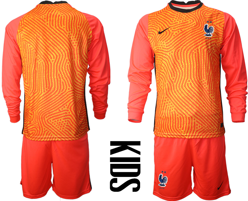 Youth 2020-21 France red goalkeeper long sleeve soccer jerseys