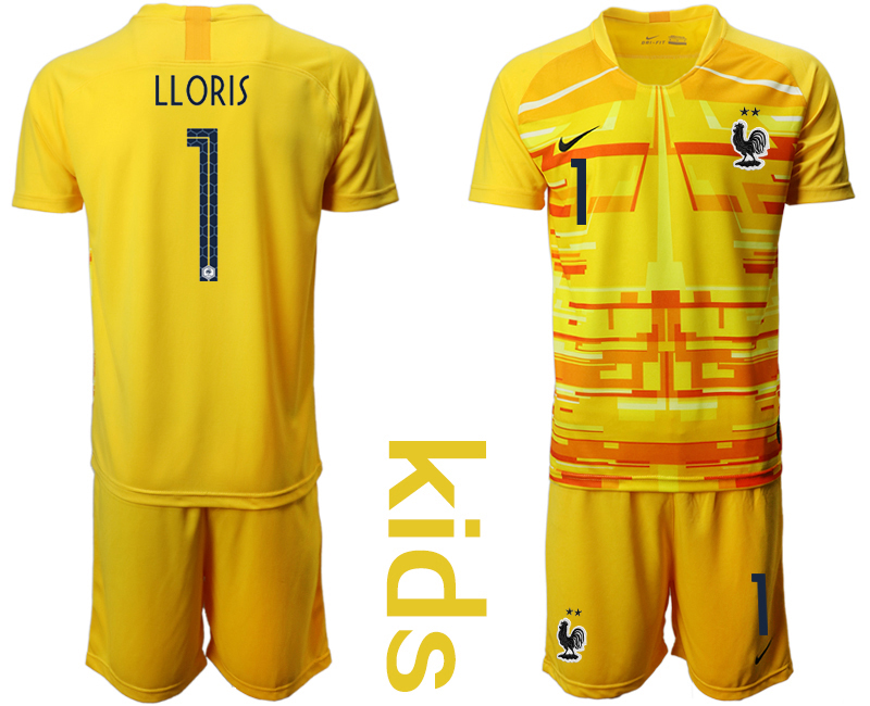 Youth 2020-21 France yellow goalkeeper 1# LLORIS soccer jerseys.