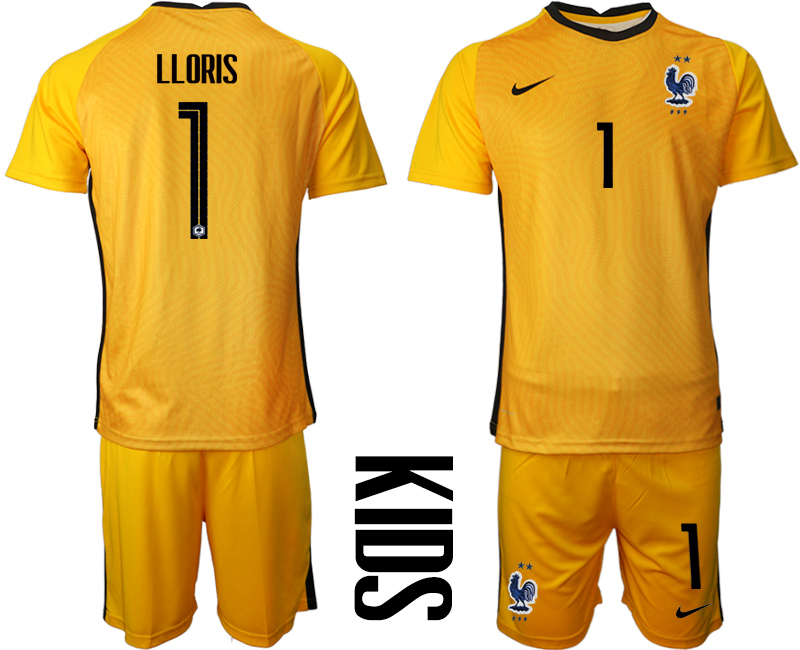 Youth 2020-21 France yellow goalkeeper 1# LLORIS soccer jerseys