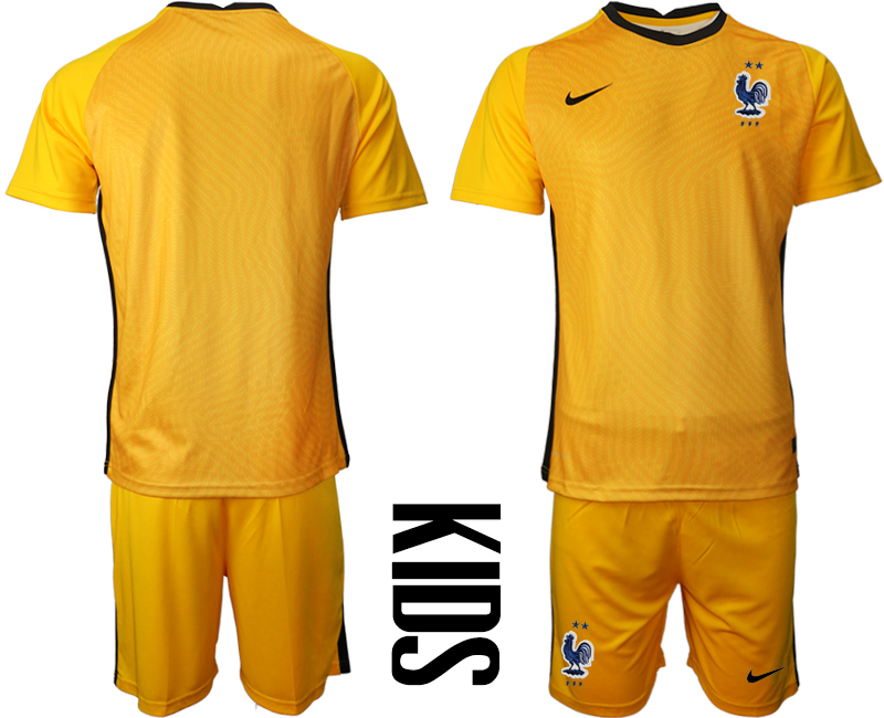 Youth 2020-21 France yellow goalkeeper soccer jerseys