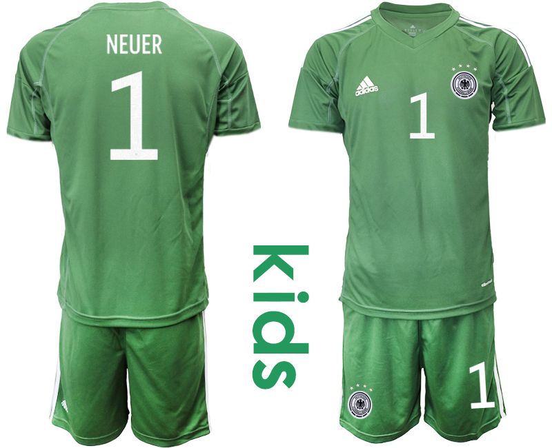 Youth 2020-21 Germany army green goalkeeper 1# NEUER soccer jerseys
