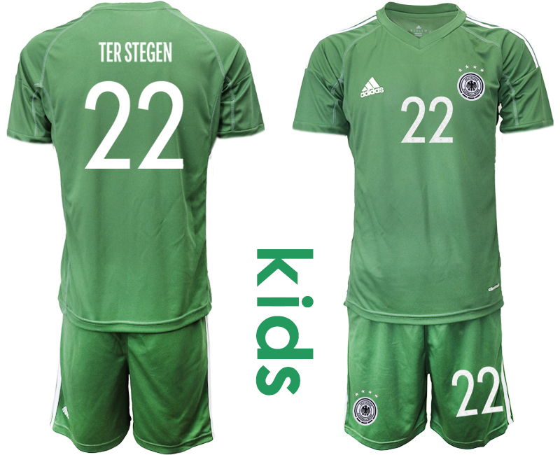 Youth 2020-21 Germany army green goalkeeper 22# TER STEGEN soccer jerseys