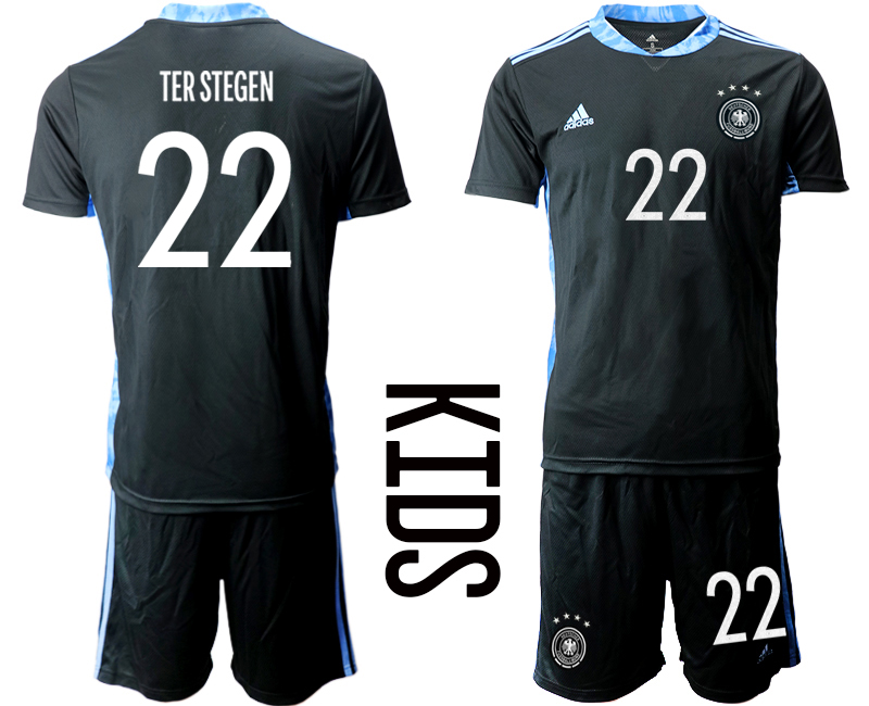 Youth 2020-21 Germany black goalkeeper 22# TER STEGEN soccer jerseys