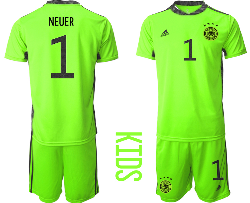 Youth 2020-21 Germany fluorescent green goalkeeper 1# NEUER soccer jerseys