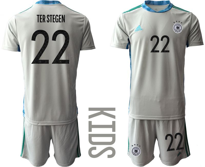 Youth 2020-21 Germany gray goalkeeper 22# TER STEGEN soccer jerseys