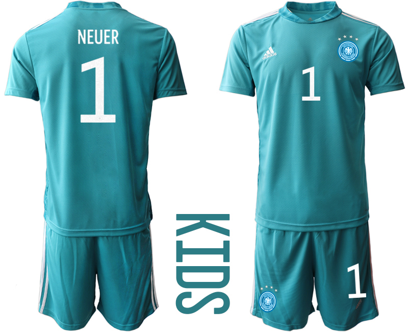 Youth 2020-21 Germany lake blue goalkeeper 1# NEUER soccer jerseys