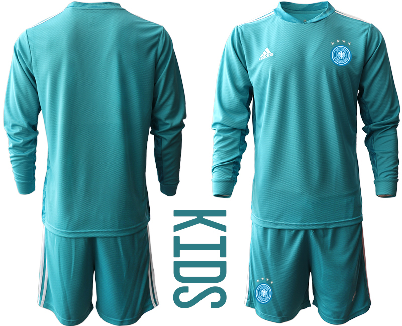 Youth 2020-21 Germany lake blue goalkeeper long sleeve soccer jerseys