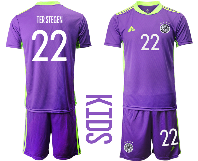 Youth 2020-21 Germany purple goalkeeper 22# TER STEGEN soccer jerseys