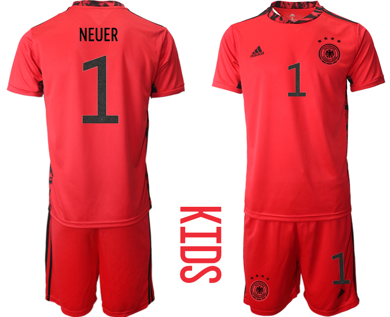 Youth 2020-21 Germany red goalkeeper 1# NEUER soccer jerseys.