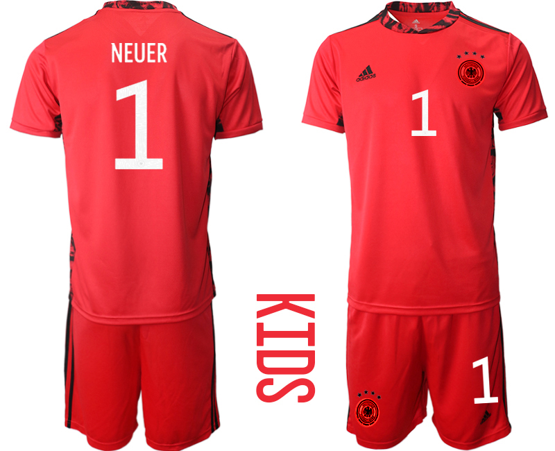 Youth 2020-21 Germany red goalkeeper 1# NEUER soccer jerseys