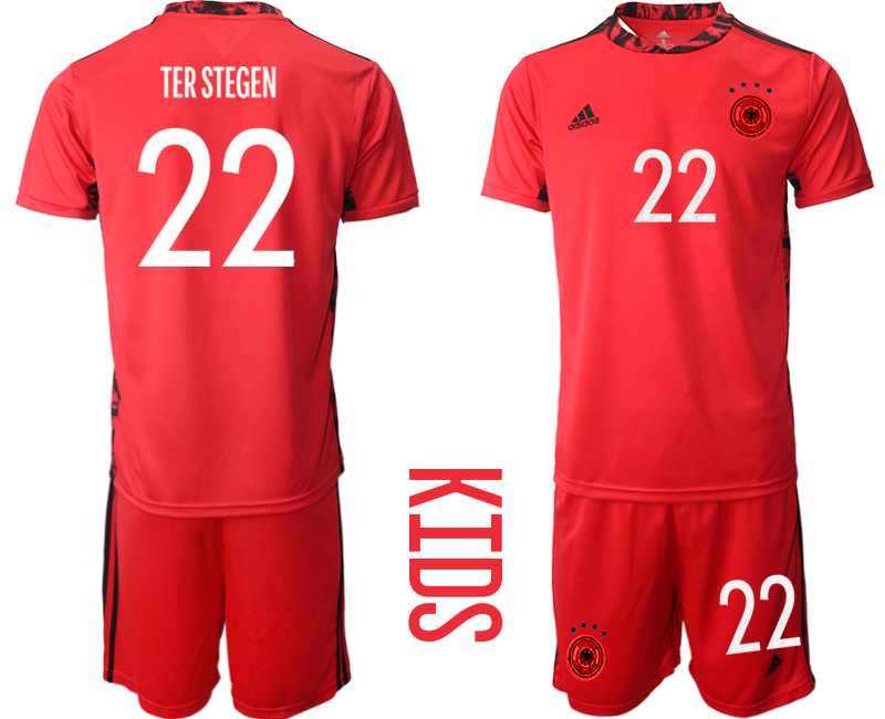 Youth 2020-21 Germany red goalkeeper 22# TER STEGEN soccer jerseys
