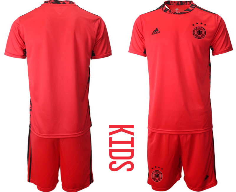 Youth 2020-21 Germany red goalkeeper soccer jerseys.
