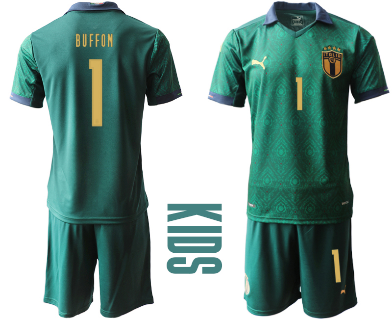 Youth 2020-21 Italy away 1# BUFFON Dark green soccer jerseys