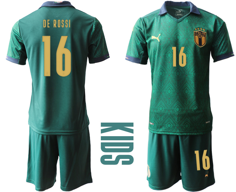 Youth 2020-21 Italy away 16# DE ROSSI Dark green soccer jerseys