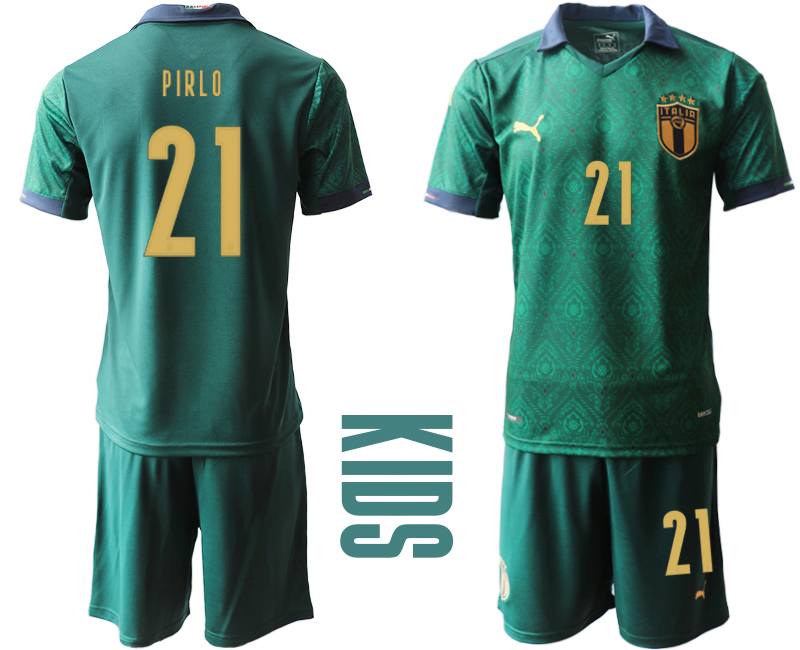 Youth 2020-21 Italy away 21# PIRLO Dark green soccer jerseys