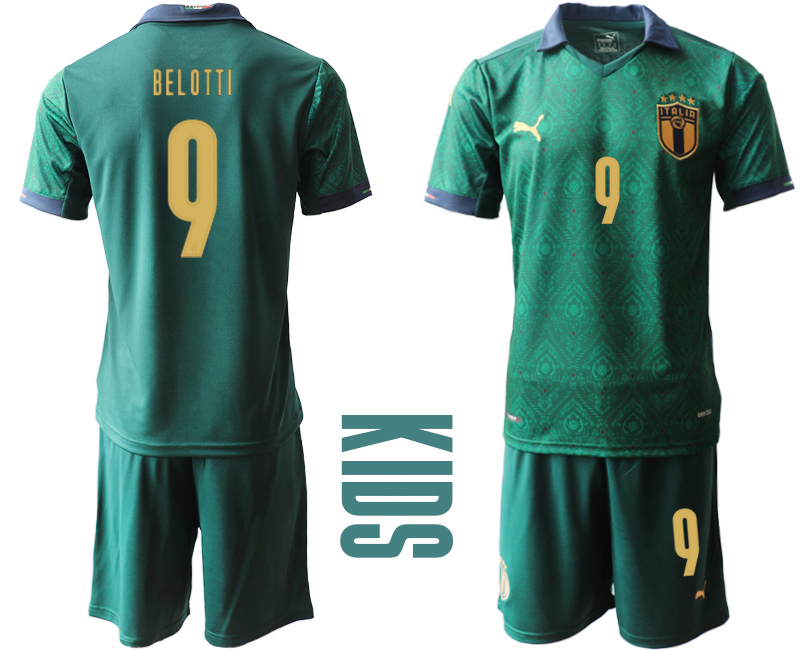 Youth 2020-21 Italy away 9# BELOTTI Dark green soccer jerseys