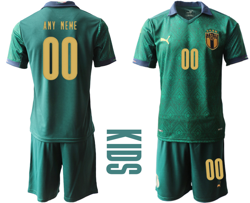 Youth 2020-21 Italy away any name custom Dark green soccer jerseys