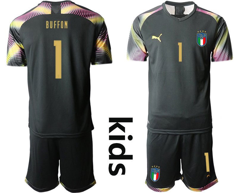 Youth 2020-21 Italy black goalkeeper 1# BUFFON soccer jerseys