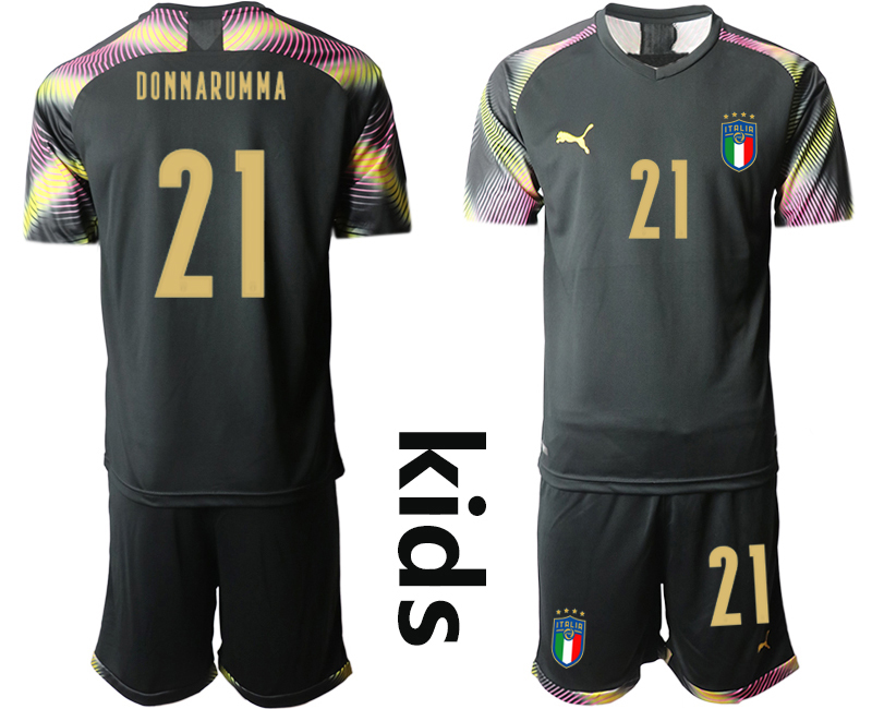 Youth 2020-21 Italy black goalkeeper 21# DONNARUMMA soccer jerseys