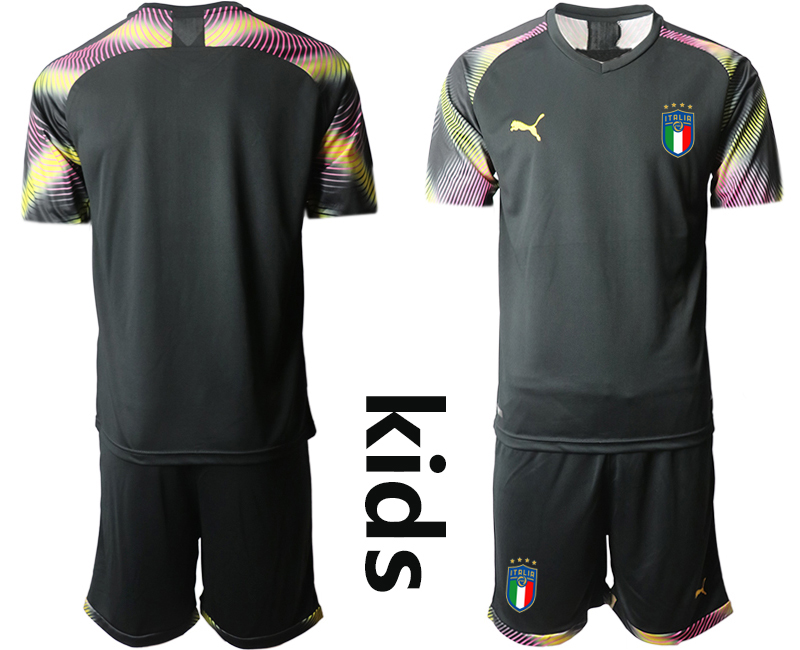 Youth 2020-21 Italy black goalkeeper soccer jerseys