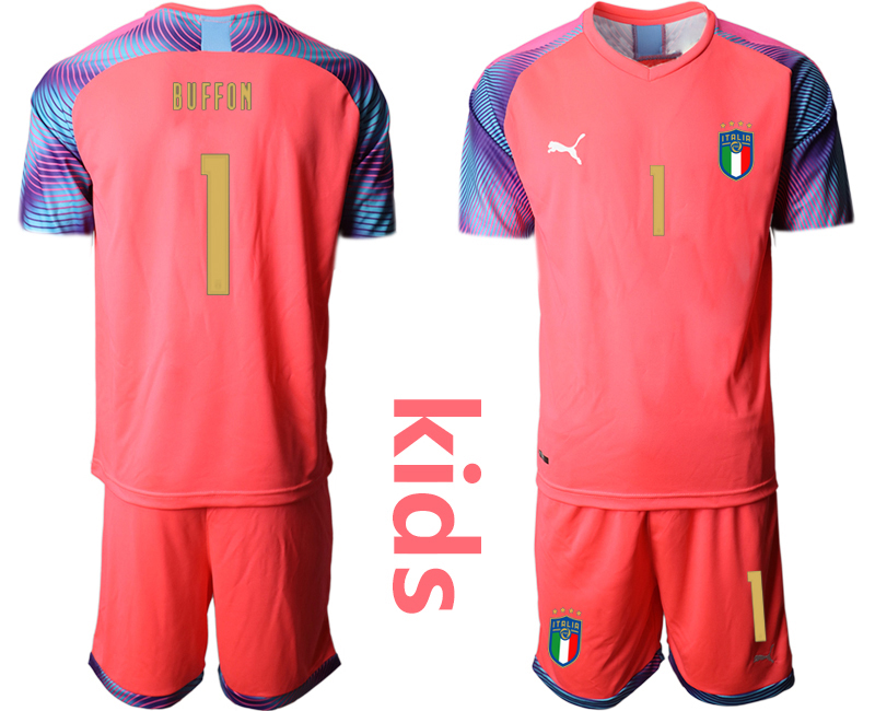 Youth 2020-21 Italy pink goalkeeper 1# BUFFON soccer jerseys