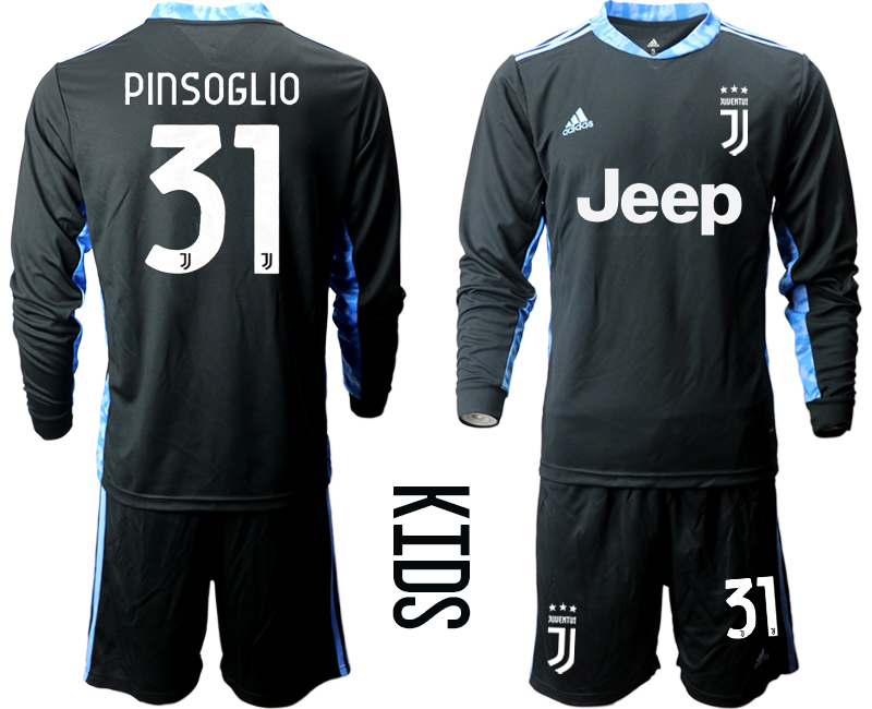 Youth 2020-21 Juventus black goalkeeper 31# PINSOGLIO long sleeve soccer jerseys