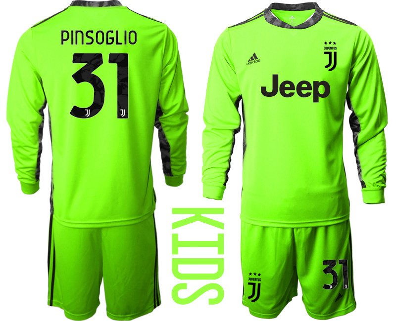 Youth 2020-21 Juventus fluorescent green goalkeeper 31# PINSOGLIO long sleeve soccer jerseys