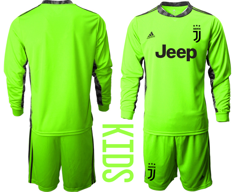 Youth 2020-21 Juventus fluorescent green goalkeeper long sleeve soccer jerseys