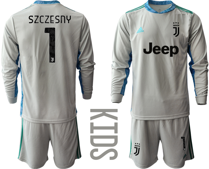 Youth 2020-21 Juventus gray goalkeeper 1# SZCZESNY long sleeve soccer jerseys