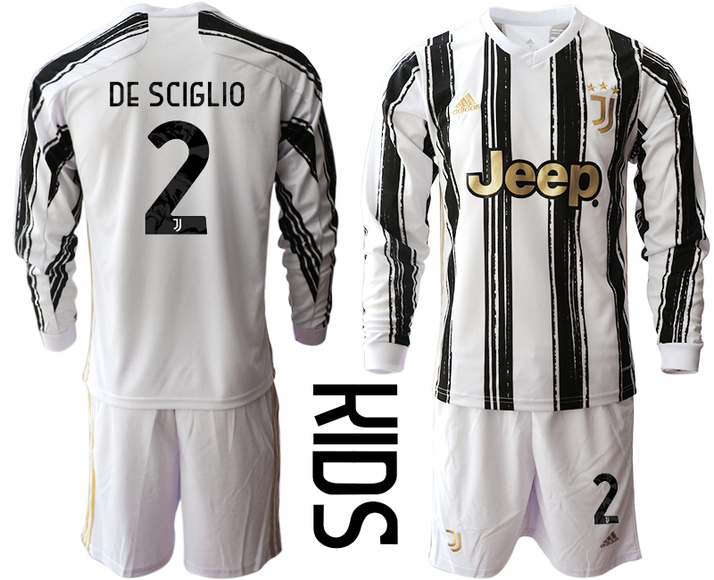 Youth 2020-21 Juventus home 2# DE SCIGLIO long sleeve soccer jerseys