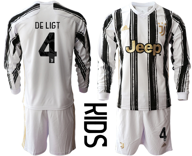 Youth 2020-21 Juventus home 4# DE LIGT long sleeve soccer jerseys