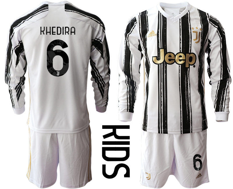 Youth 2020-21 Juventus home 6# KHEDIRA long sleeve soccer jerseys