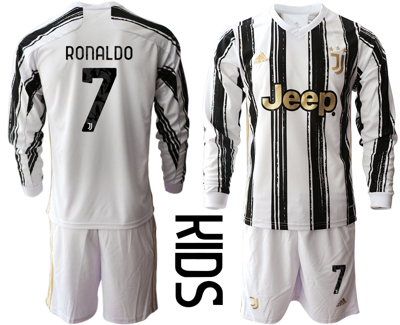 Youth 2020-21 Juventus home 7# RONALDO long sleeve soccer jerseys